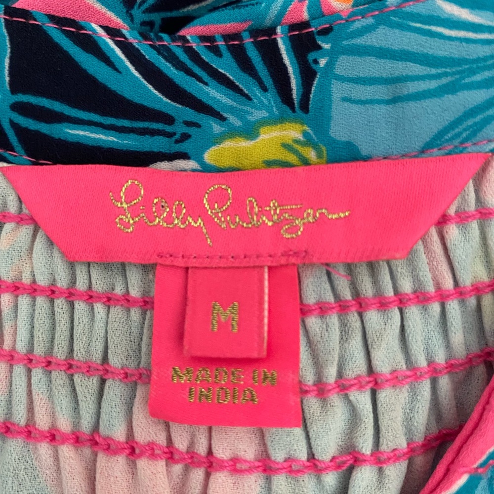 NWOT Lilly Pulitzer Medium Dress Floral Long Sleeve V-Neck - Picture 11 of 13